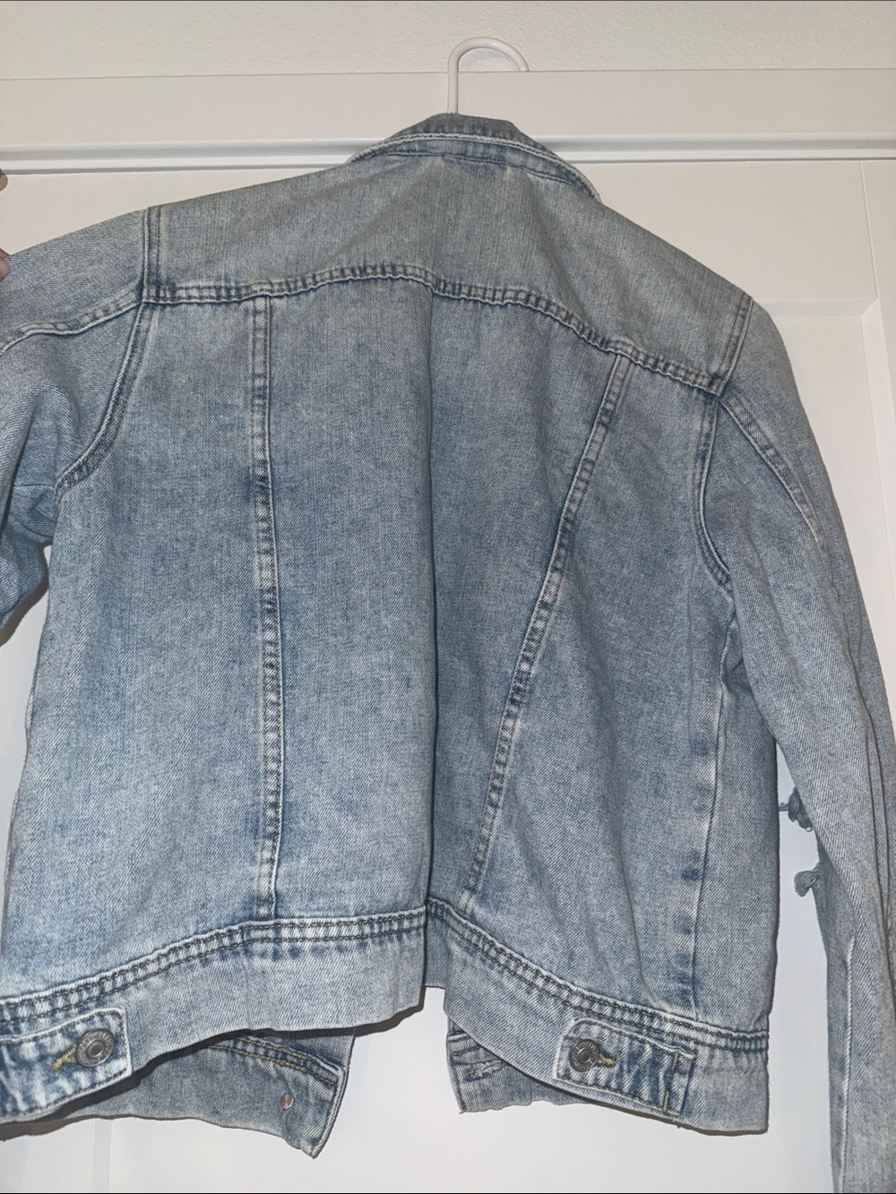Free People Light Blue Distressed Denim Jacket - Picture 3 of 4